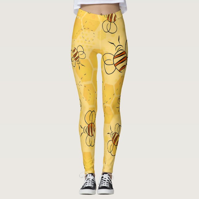 Leggings Bee Buzzing Honey Bees mignonne (Devant)