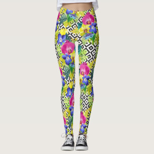 Leggings Bégonia et palmettes d'orchidée