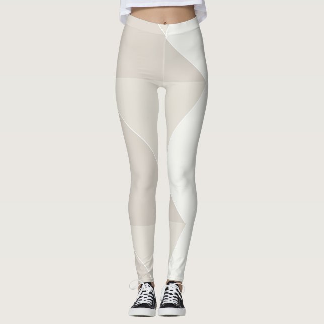 Leggings Beige Brown Blanc Pastel Couleurs Moderne Élégant (Devant)