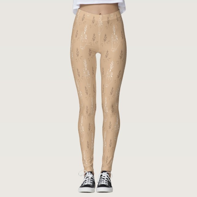 Leggings Beige mystique bohémien (Devant)