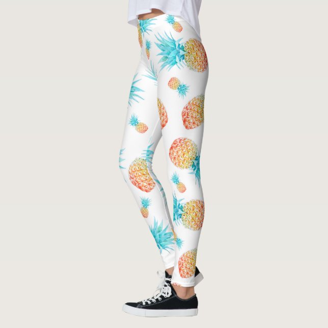 Leggings Belle aquarelle Motif d'ananas à fruits tropicaux (Gauche)