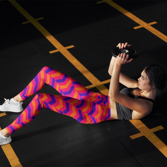 Leggings Belle Bande Colorée Chevron Entraînement Rose (Créateur téléchargé)