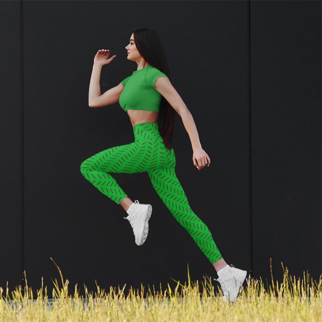 Leggings Belle Bande Colorée Chevron Entraînement Vert (Créateur téléchargé)