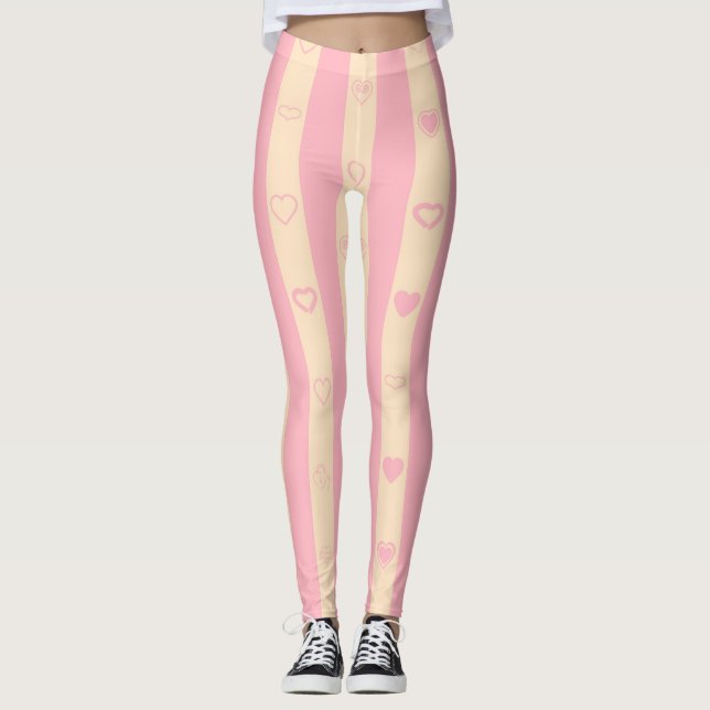 Leggings Belle Bande rose moderne Coeur (Devant)