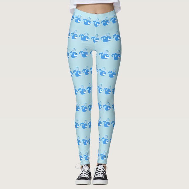 Leggings Belle Cartoon Baleines Fun Ocean Caractères (Devant)