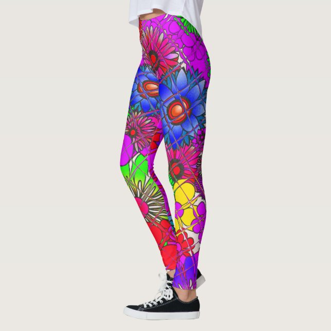 Leggings Belle couleur Extraordinaire motif floral design (Gauche)