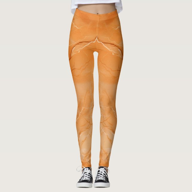 Leggings Belle couleur Imprimer Marbre orange (Devant)