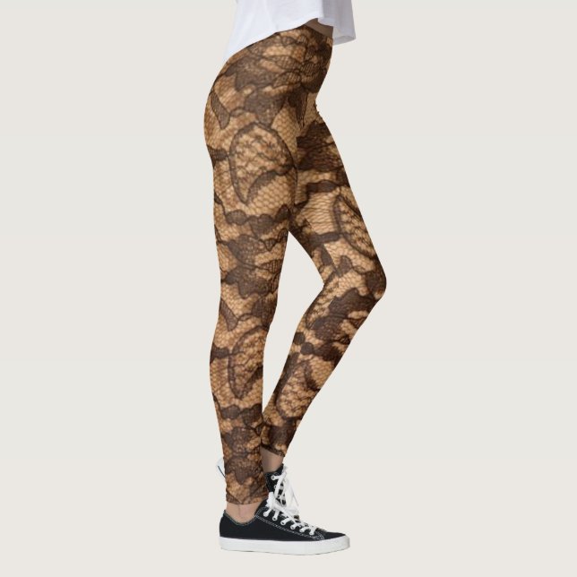 Leggings Belle dentelle Dressée Look Jambes de Yoga Brown (Droite)