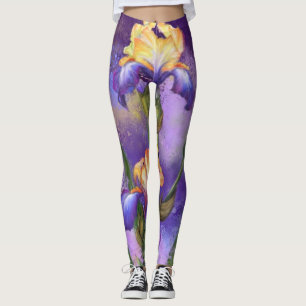 Leggings Belle Fleur d'Iris - Peinture D'Art Masquée