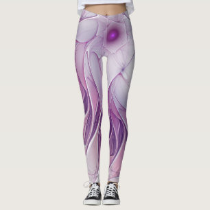 Leggings Belle Fleur rose moderne Fractal Art Abstrait