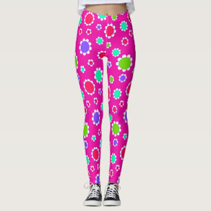 Leggings Belle Fleur rose rouge violet vert Fuchsia