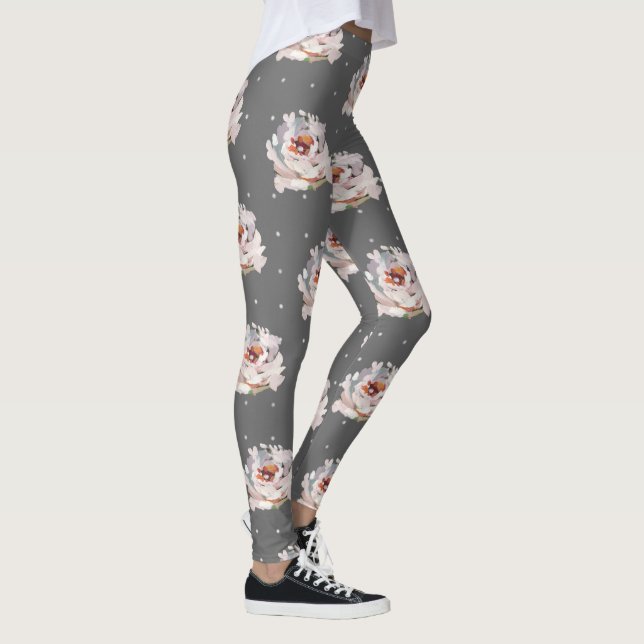 Leggings Belle florale Pastel avec points sur gris chic (Droite)