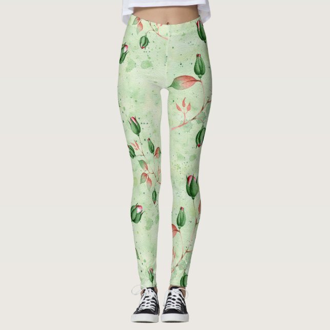 Leggings Belle Flore Verte (Devant)