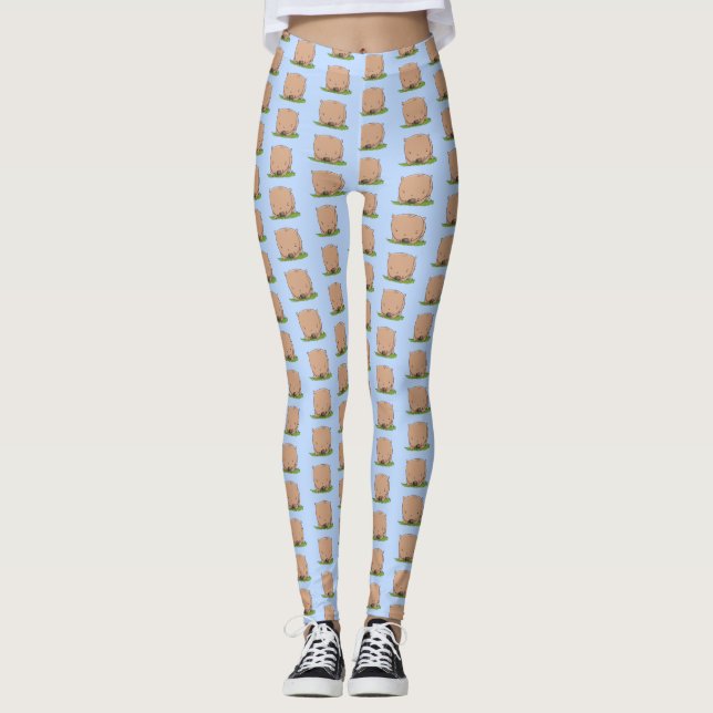 Leggings Belle illustration de dessin animé de bébé wombat (Devant)