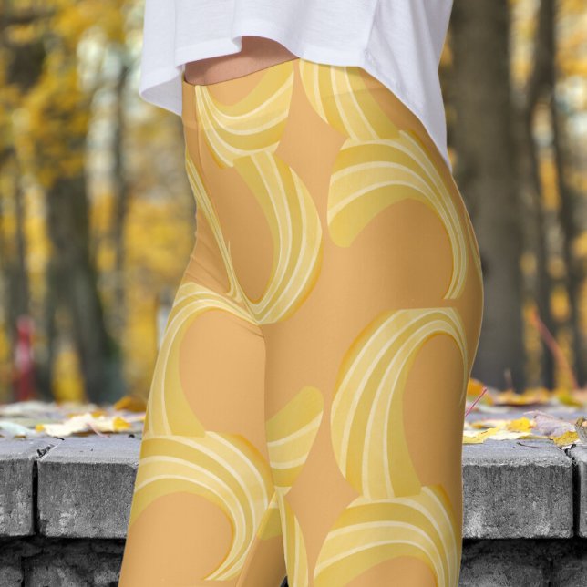 Leggings Belle Inde Courbes Jaune et or Motif (Golden Curves over Indian Yellow Leggings)