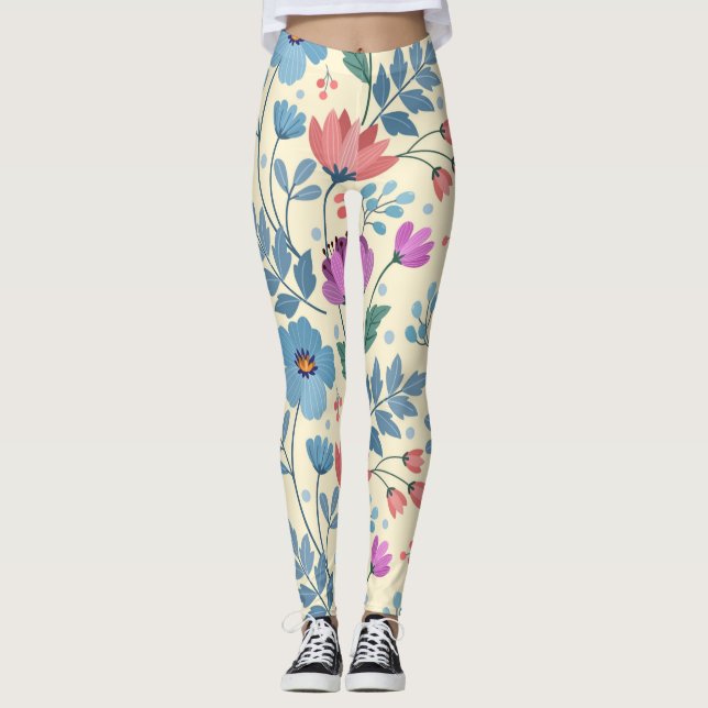 Leggings Belle jambe florale de printemps (Devant)