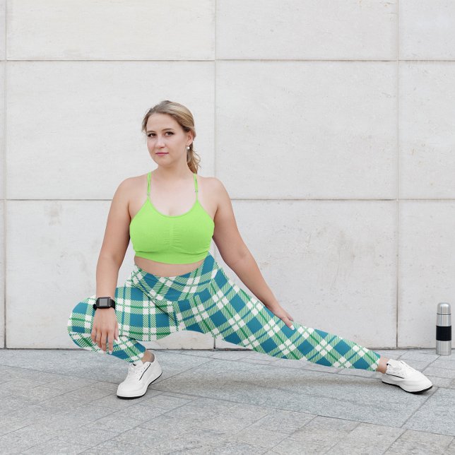 Leggings Belle Jambes de Yoga Plaid Vert (Créateur téléchargé)