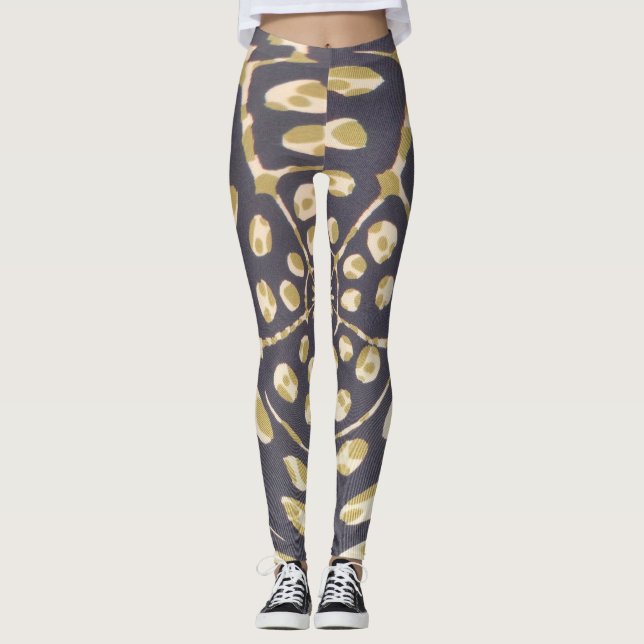 Leggings Belle maison week-end bleu motif design (Devant)