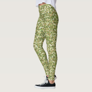 Leggings Belle motif en tricot de mamie vert olive