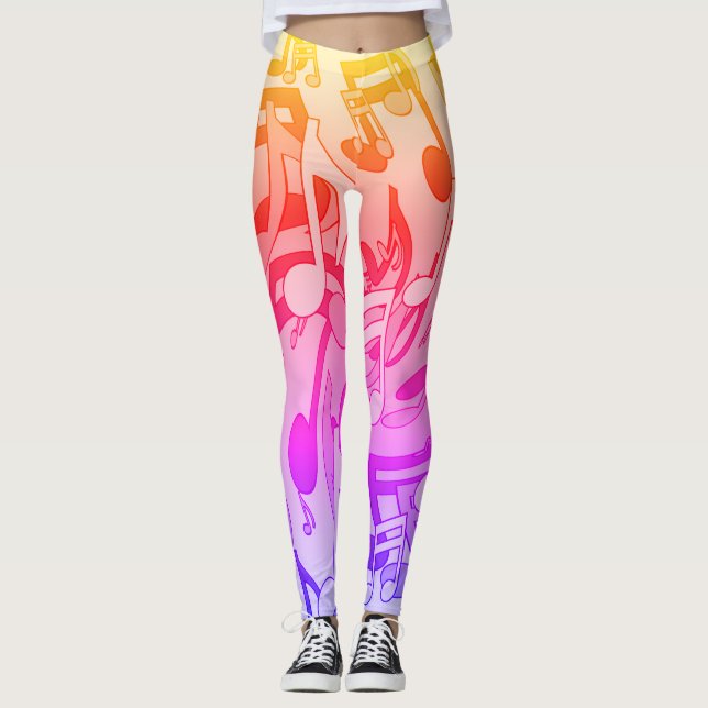 Leggings Belle musique Joyeuses couleurs vives notes musica (Devant)