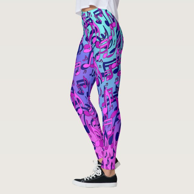 Leggings Belle Musique Notes vives Pink Purple Blue Aqua (Gauche)
