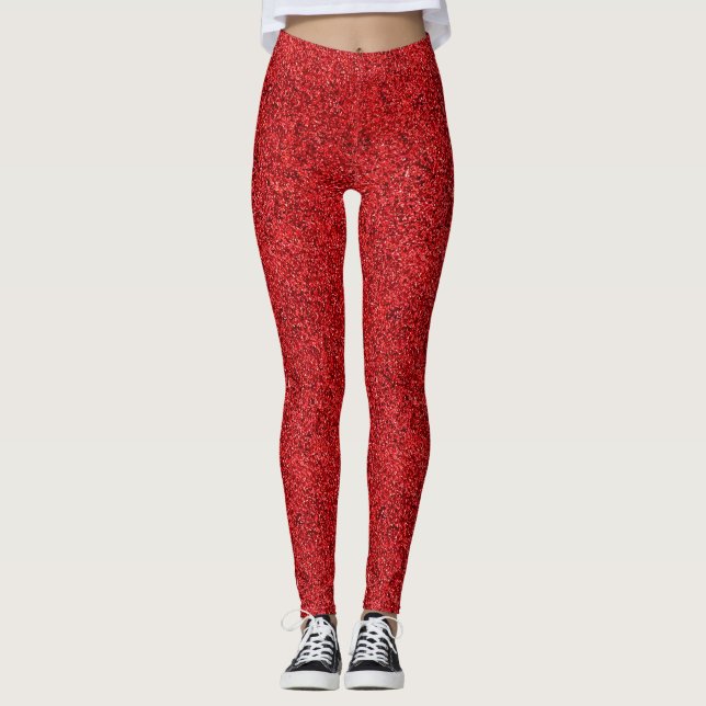 Leggings Belle Parties scintillant rouge Effet Motif Leggin (Devant)