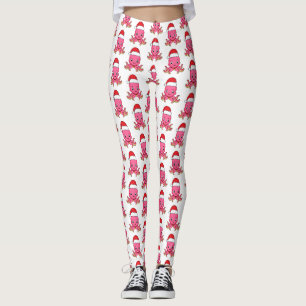 Leggings Belle pieuvre joyeuse en casquette de Noël