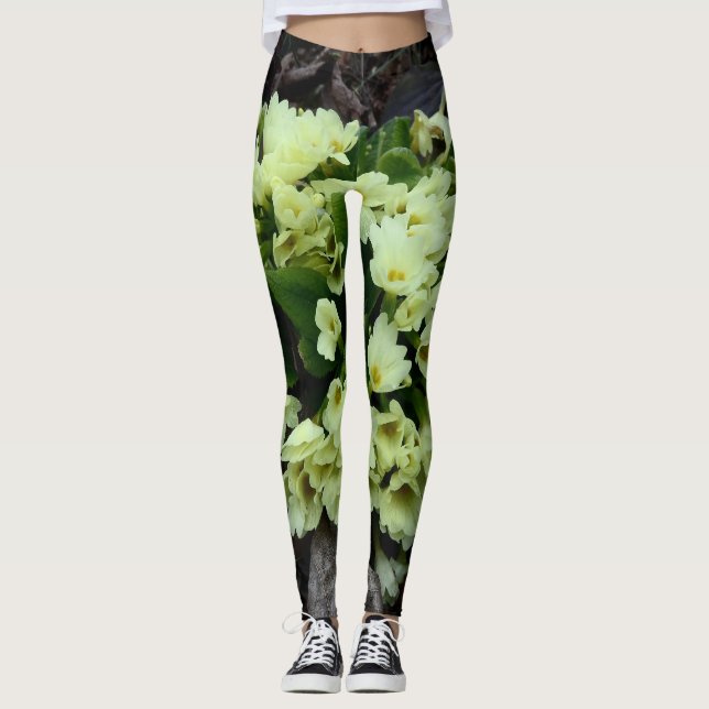 Leggings Belle Primula vulgaris Primroses en feuille sec (Devant)