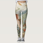 Leggings Belle sirène Girly vintage sous la mer<br><div class="desc">La belle sirène sous l'illustration vintage de mer a imprimé des guêtres</div>