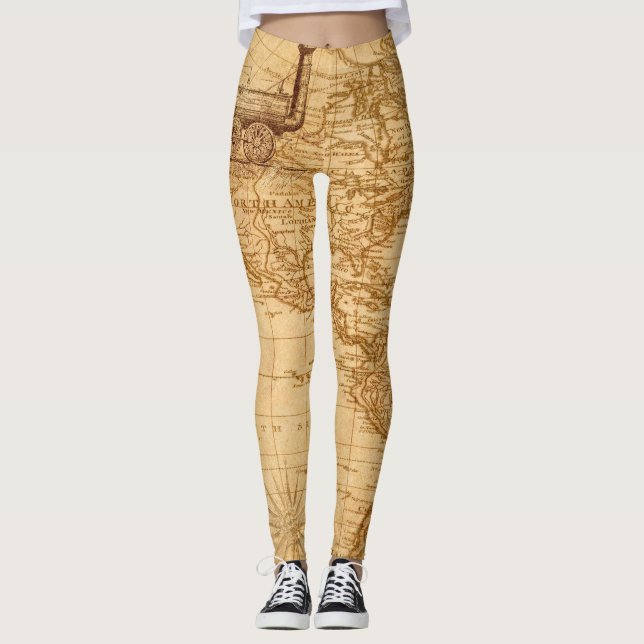 Leggings Belle vieille carte (Devant)