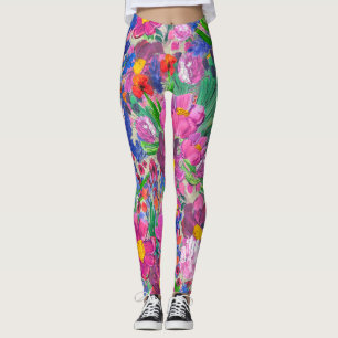 Leggings Belles fleurs : papier peint Fleur sauvage aquarel