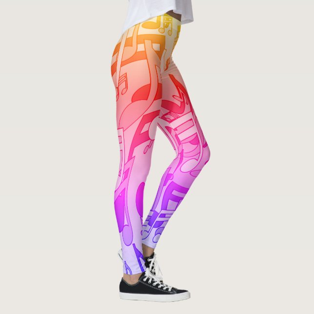 Leggings Belles Musiques Couleurs Heureuses Notes de Musiqu (Droite)