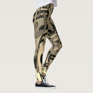 Leggings Belles notes de musique sépia Notes de musique ani
