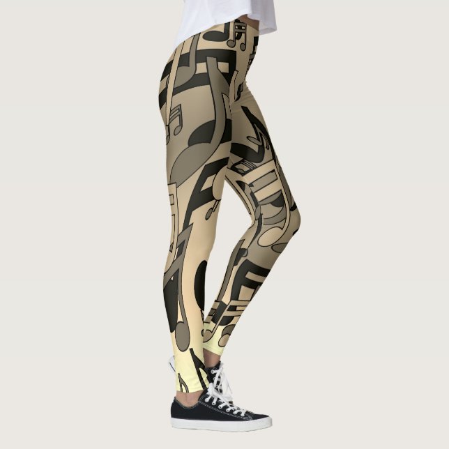Leggings Belles notes de musique sépia Notes de musique ani (Droite)