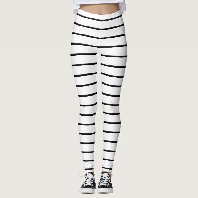 Leggings Belles rayures blanches noires (Devant)