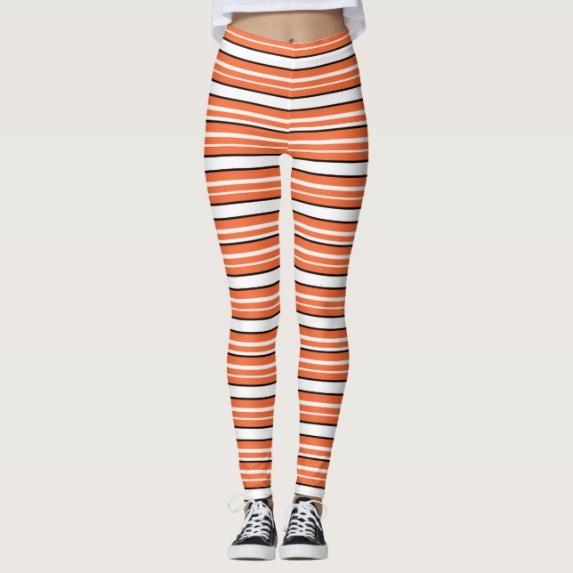 Leggings Belles rayures blanches orange (Devant)