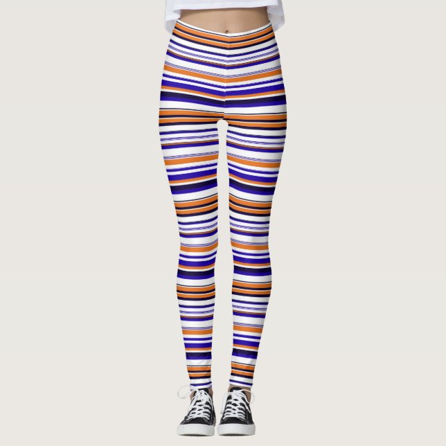 Leggings Belles rayures bleues orange (Devant)