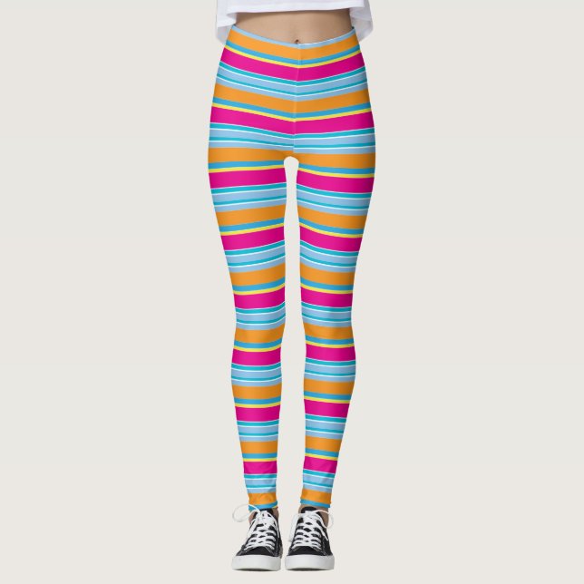 Leggings Belles rayures colorées magiques (Devant)