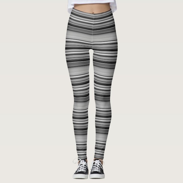 Leggings Belles rayures gris noir (Devant)