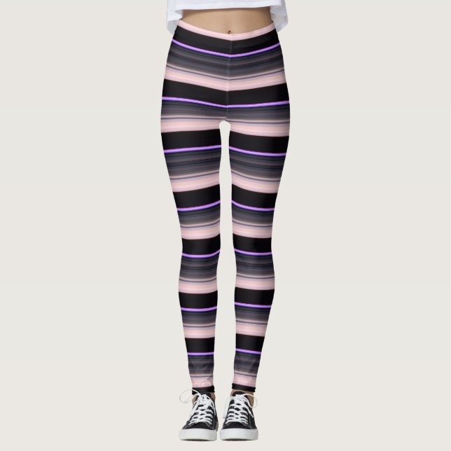 Leggings Belles rayures gris noir vintage (Devant)