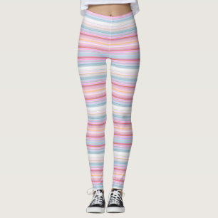 Leggings Belles rayures roses blanches