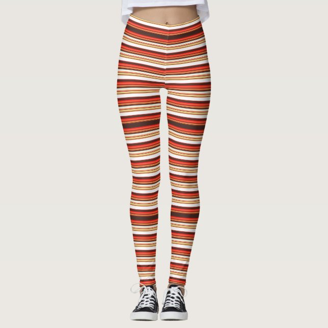 Leggings Belles rayures rouges brun (Devant)