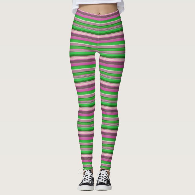 Leggings Belles rayures vert violet (Devant)