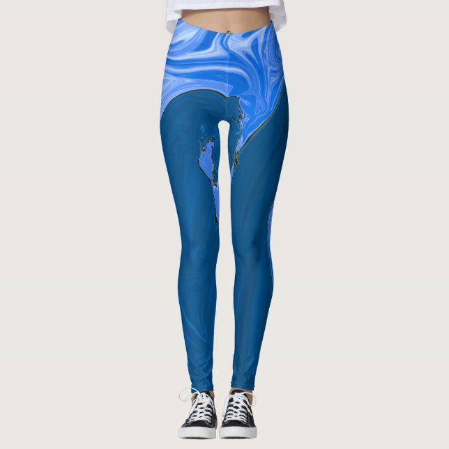 Leggings Belles Vagues Peinture Abstraite Mur Art (Devant)