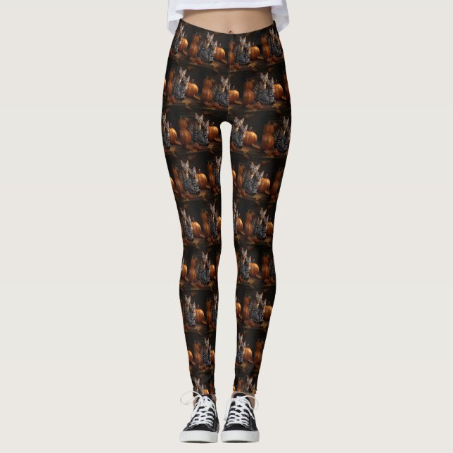 Leggings Bengal Kitten Automne Citrouille de plaisir (Devant)