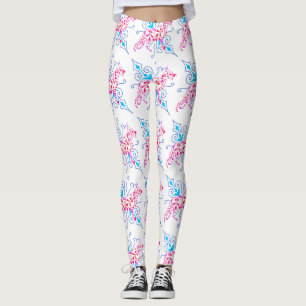 Leggings berger à fleurs rose et bleu