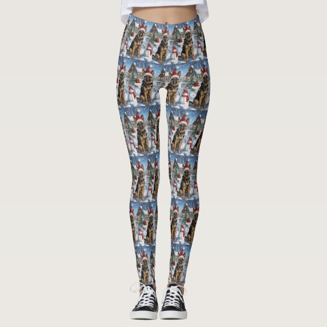 Leggings berger allemand hiver Wonderland Noël Joie (Devant)