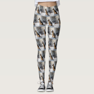 Leggings Berger Allemand Laisser Neige Noël