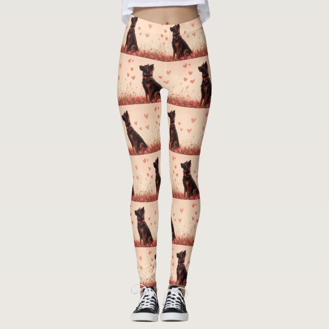 Leggings Berger anatolien avec Rose - Saint-Valentin (Devant)