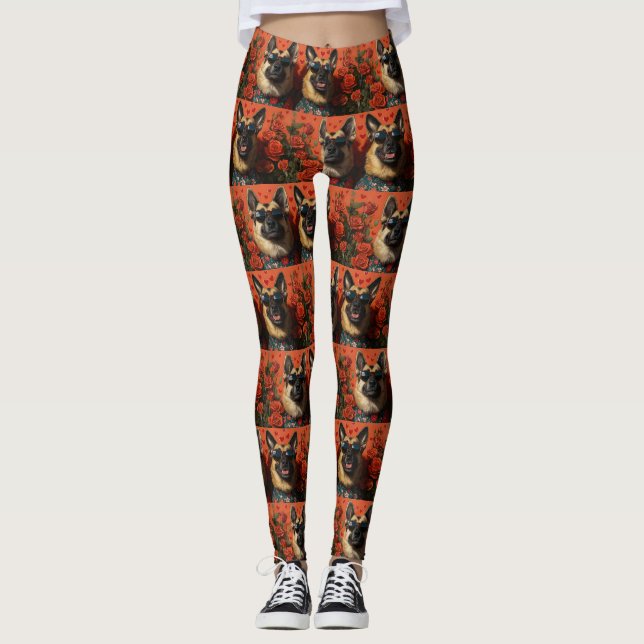 Leggings Berger belge avec coeur Roses Saint-Valentin (Devant)